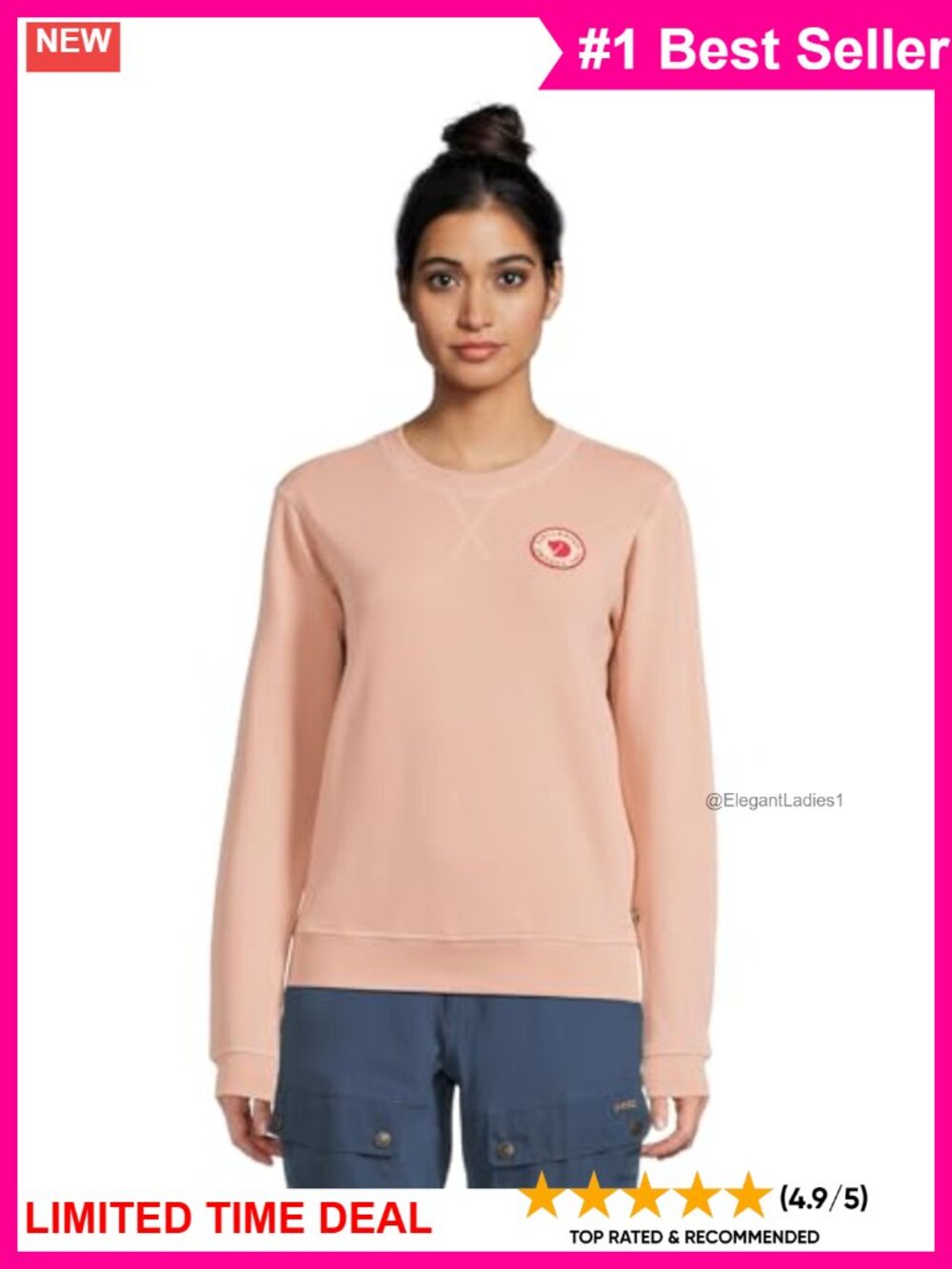 Organic Cotton Sweatshirt Crew Neck Pullover Long Sleeve Hiking Travel